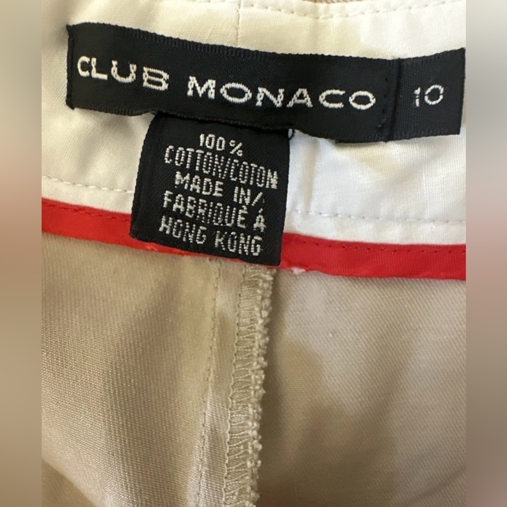 Club Monaco Pans Tan Size 10 Khaki Beige 100% Cotton Ankle 28" Flat Front Preppy - Picture 5 of 6